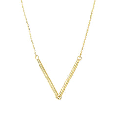 14K Gold Diamond Cut V Necklace