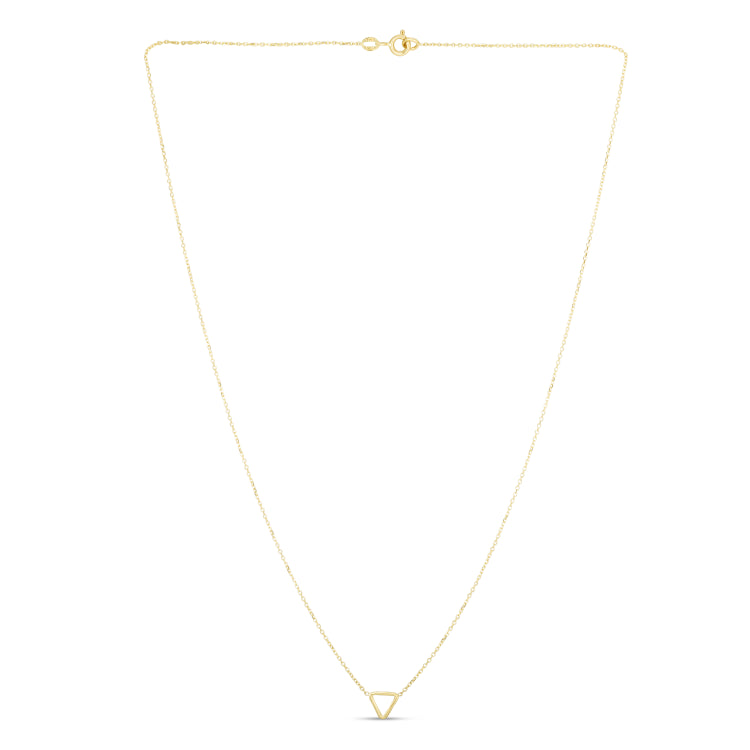 14K Gold Polished Mini Open Triangle Necklace