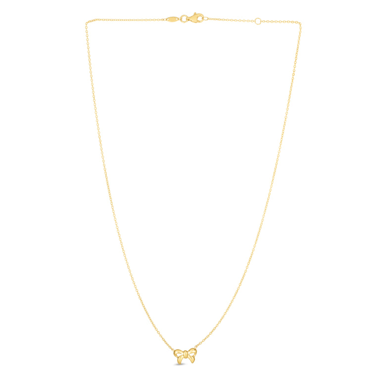 14K Gold Polished Bow Necklace