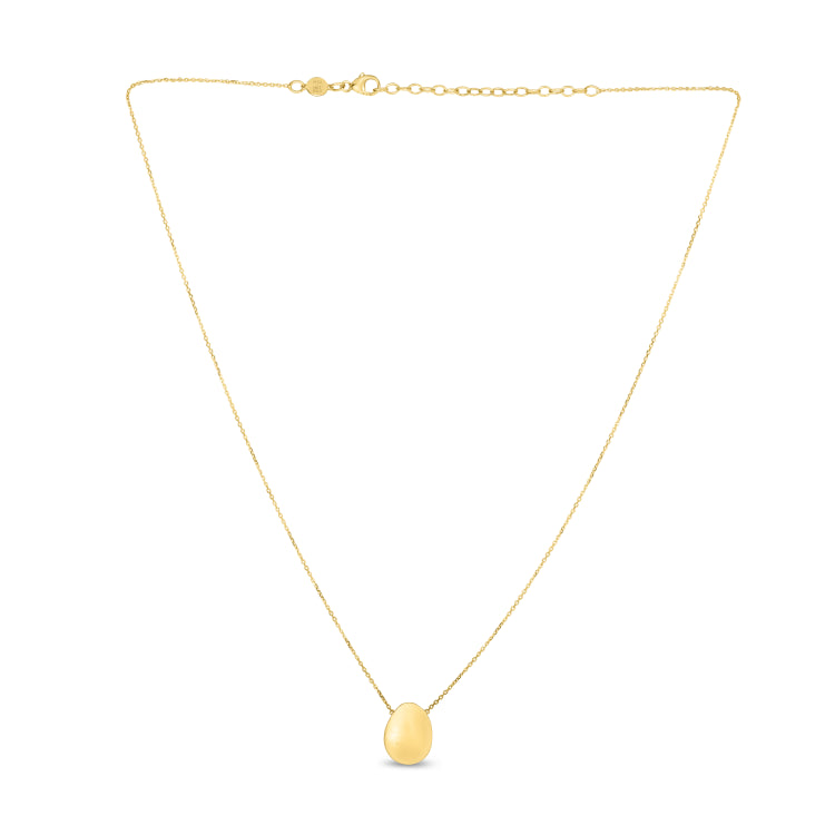 14K Gold Polished Bean Necklace