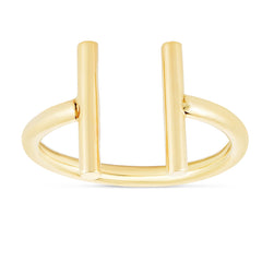 14K Gold Open Double Bar Ring