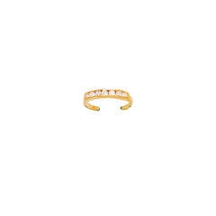 14K Gold Cz Channel Set Toe Ring