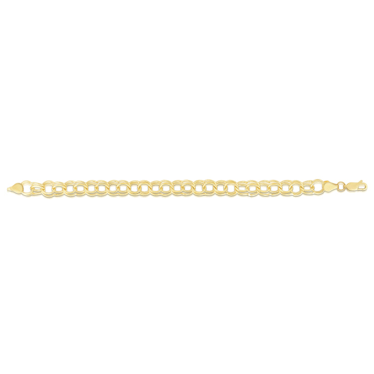 14K Gold 8Mm Large Double Link Charm Bracelet