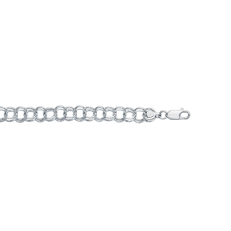 14K Gold 8Mm Large Double Link Charm Bracelet