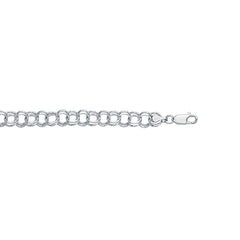 14K Gold 8Mm Large Double Link Charm Bracelet