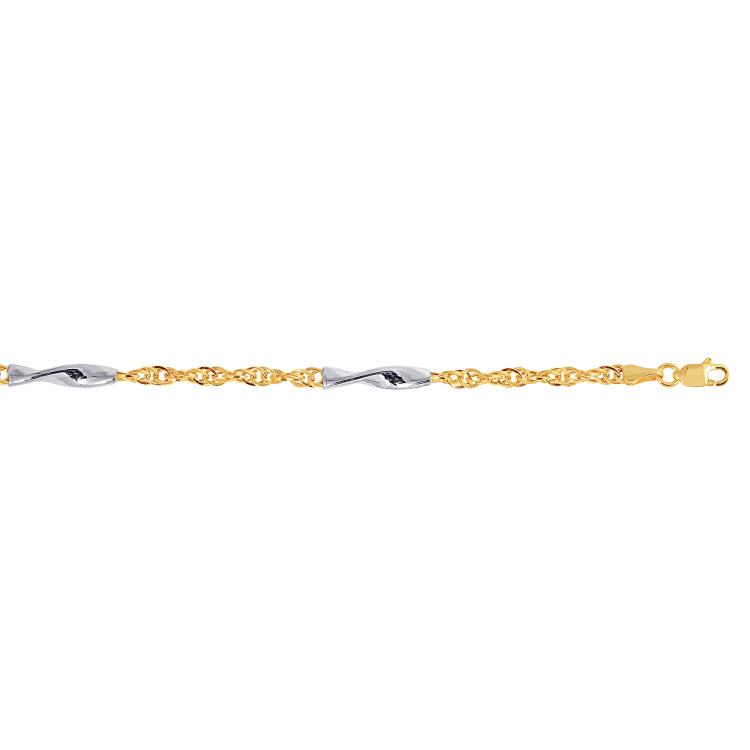 14K Two-Tone Gold Twist Stations Bracelet
