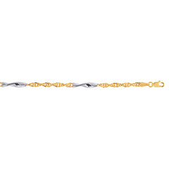 14K Two-Tone Gold Twist Stations Bracelet