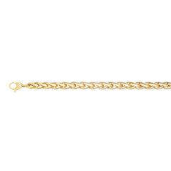 14K Gold Fancy Round Wheat Link Bracelet