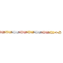 14K Tri-Color Gold Satin X Bracelet