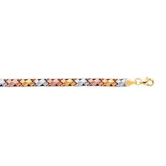 14K Tri-Color Gold Satin Mini X Stampato Bracelet