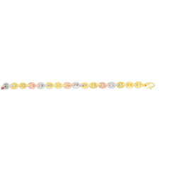 14K Tri-Color Gold Oval Link Bracelet