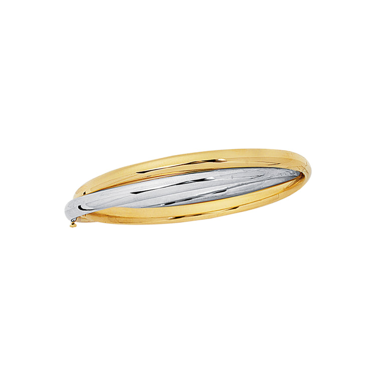 14K Two-Tone Gold Interlocked Bangle