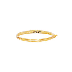 14K Yellow Gold Filagree Pattern With Florentine Finish Children'S Bangle