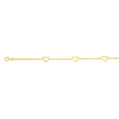 14K Gold Open Heart Bracelet
