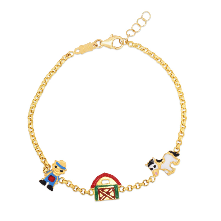 14K Gold Enamel Panda Bracelet