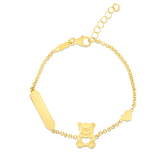 14K Gold Teddy Bear Id Bracelet