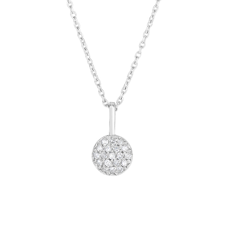 14K Gold .10Ct Diamond Pave Circle Necklace
