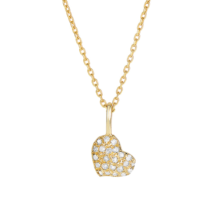 14K Gold .10Ct Diamond Pave Heart Necklace