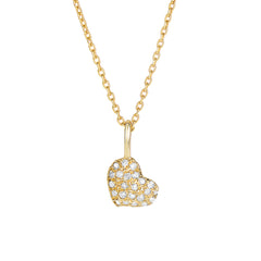 14K Gold .10Ct Diamond Pave Heart Necklace