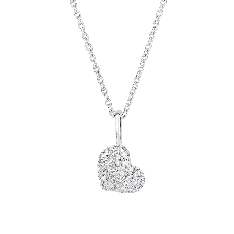 14K Gold .10Ct Diamond Pave Heart Necklace