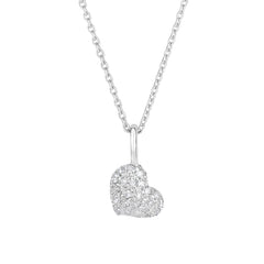 14K Gold .10Ct Diamond Pave Heart Necklace