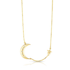 14K Gold .06Ct Diamond Celestial Necklace