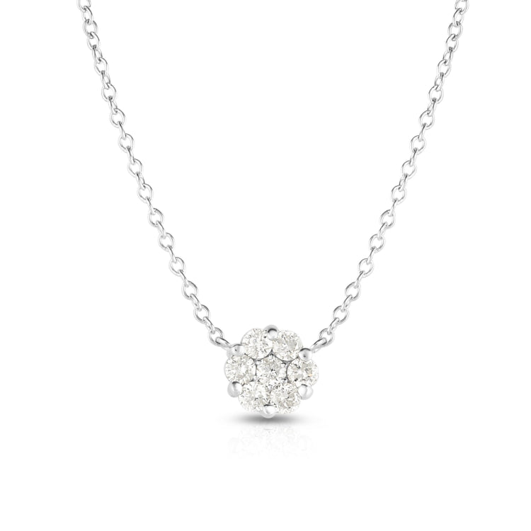 14K Gold .25Ct Diamond Cluster Necklace