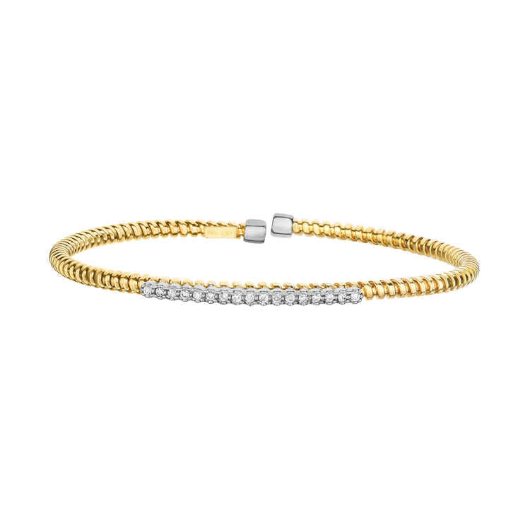 14K Gold .17Ct Diamond Bar Cuff