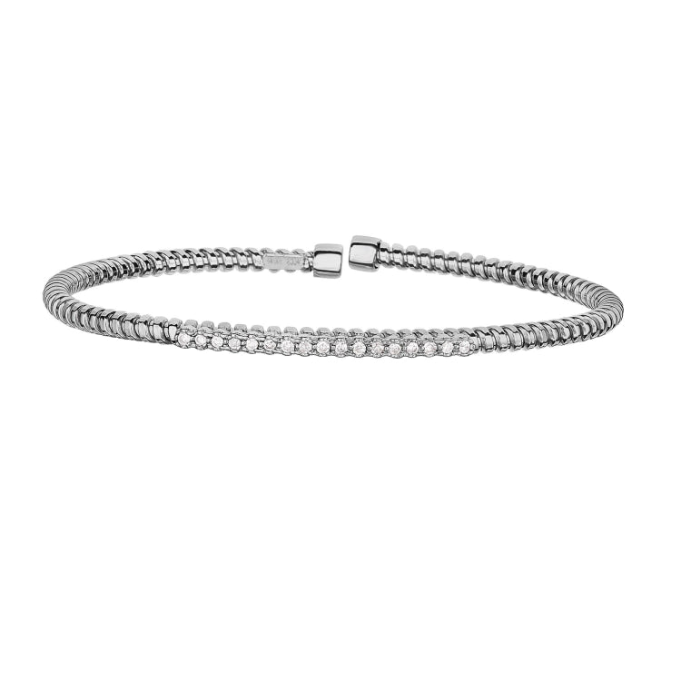 14K Gold .17Ct Diamond Bar Cuff