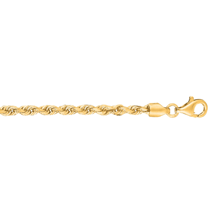 10K Gold 3.0Mm Solid Diamond Cut Royal Rope Chain