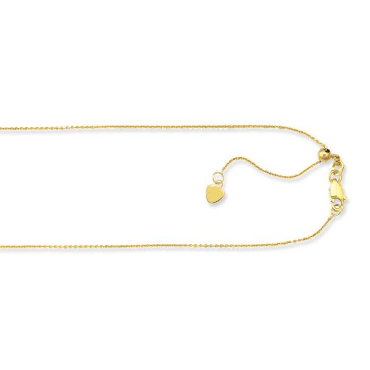 10K Gold 1.1Mm Adjustable Cable Chain