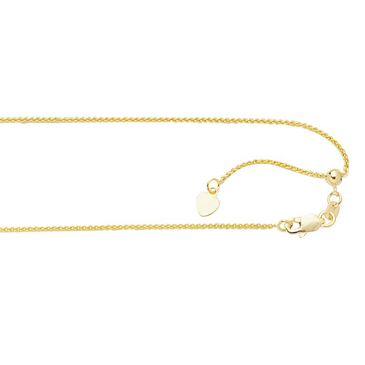 10K Gold 1.0Mm Adjustable Wheat Chain
