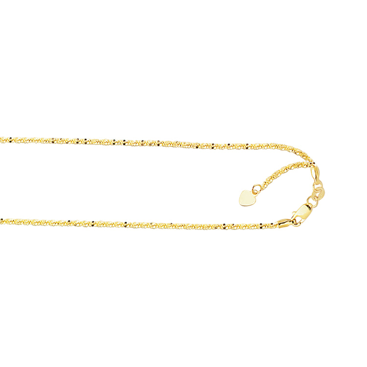 10K Gold 1.2Mm Adjustable Sparkle Chain