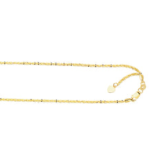 10K Gold 1.2Mm Adjustable Sparkle Chain