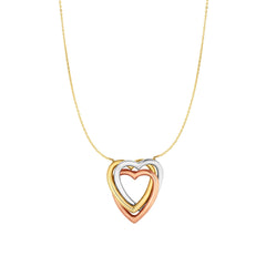 10K Gold Triple Heart Necklace