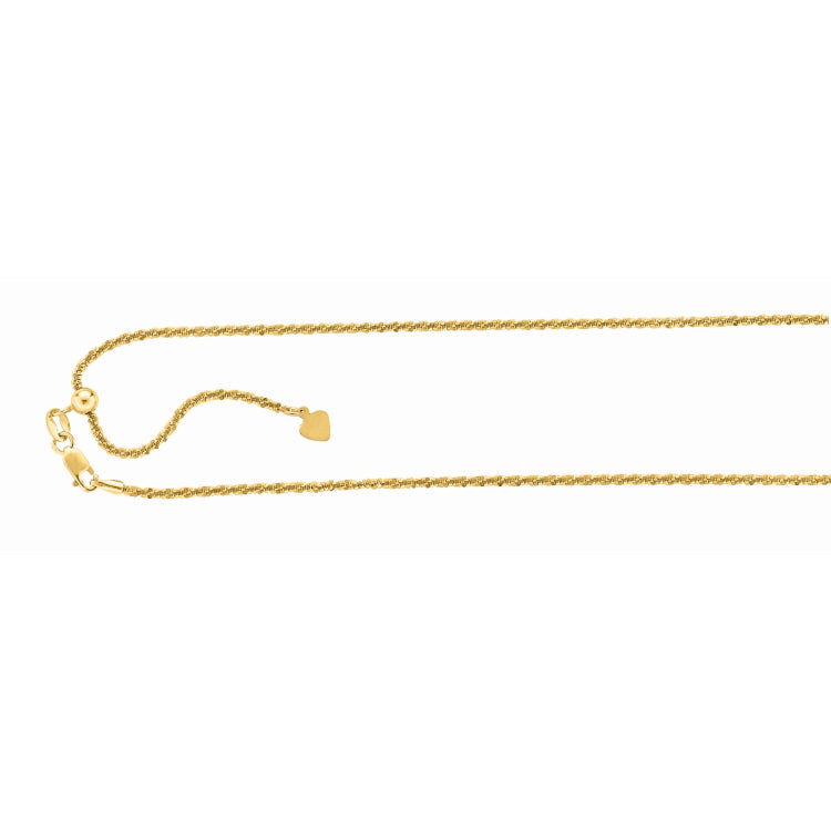 Silver 1.5Mm Adjustable Yellow Sparkle Chain