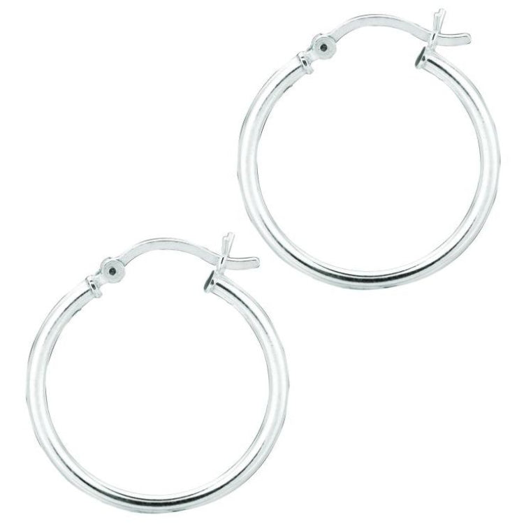 Silver 2X20Mm Hoop Earring