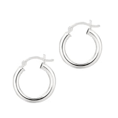 Silver 3X15Mm Hoop Earring