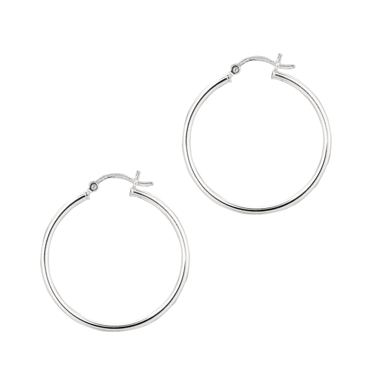 Silver 2X30Mm Hoop Earring