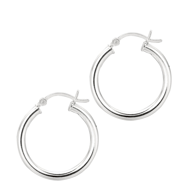 Silver 3X20Mm Hoop Earring