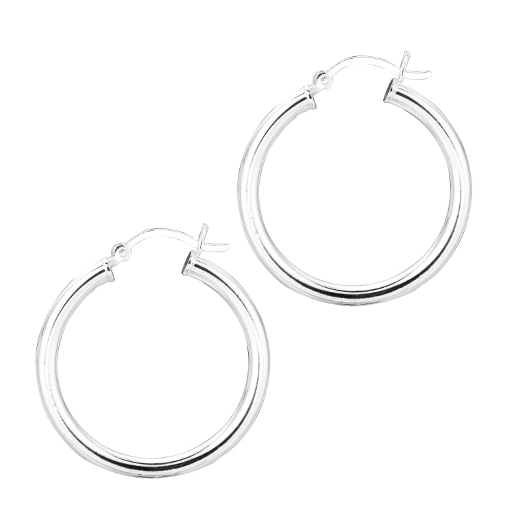 Silver 3X25Mm Hoop Earring