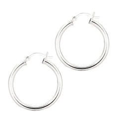 Silver 3X25Mm Hoop Earring