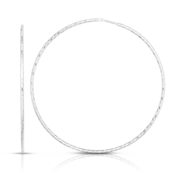 Silver 60Mm Diamond Cut Endless Hoop Earring