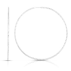 Silver 70Mm Diamond Cut Endless Hoop Earring