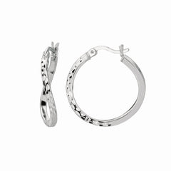 Silver 20Mm Diamond Cut Twist Hoop Earring