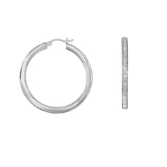 Silver Medium Baguette Glitter Earring