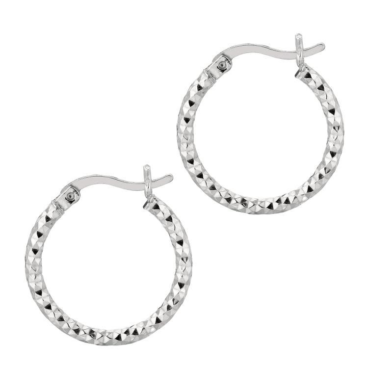 Silver 2X15Mm Diamond Cut Earring