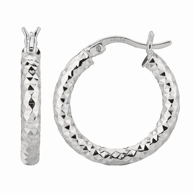 Silver 3X15Mm Diamond Cut Earring