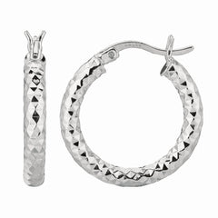 Silver 3X15Mm Diamond Cut Earring