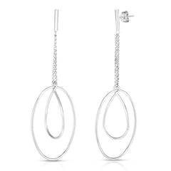 Silver Chain & Circles Drop Earring